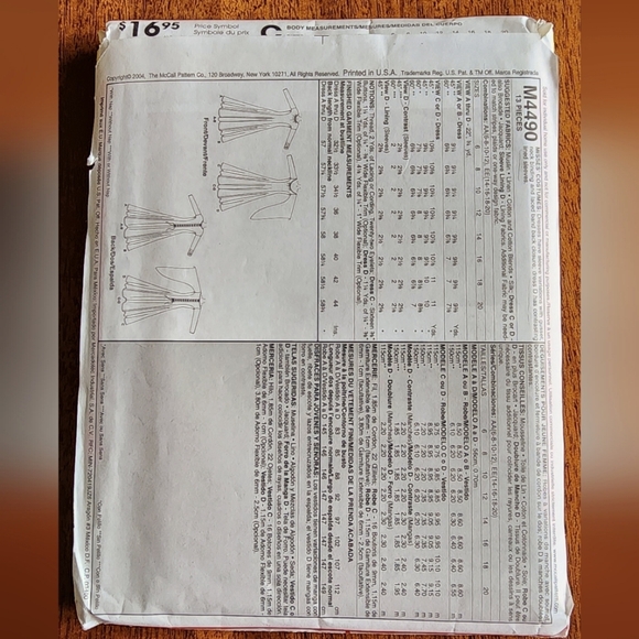 McCall's Costumes sewing pattern dress or undergarment #M4490, sz: 6-12 - Picture 2 of 13